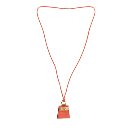 Hermes Swift Small Monpetitkelly Pendant Necklace Orange Poppy 3 of 4