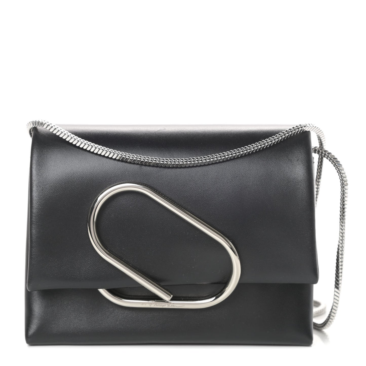 Calfskin Alix Soft Flap Clutch Black