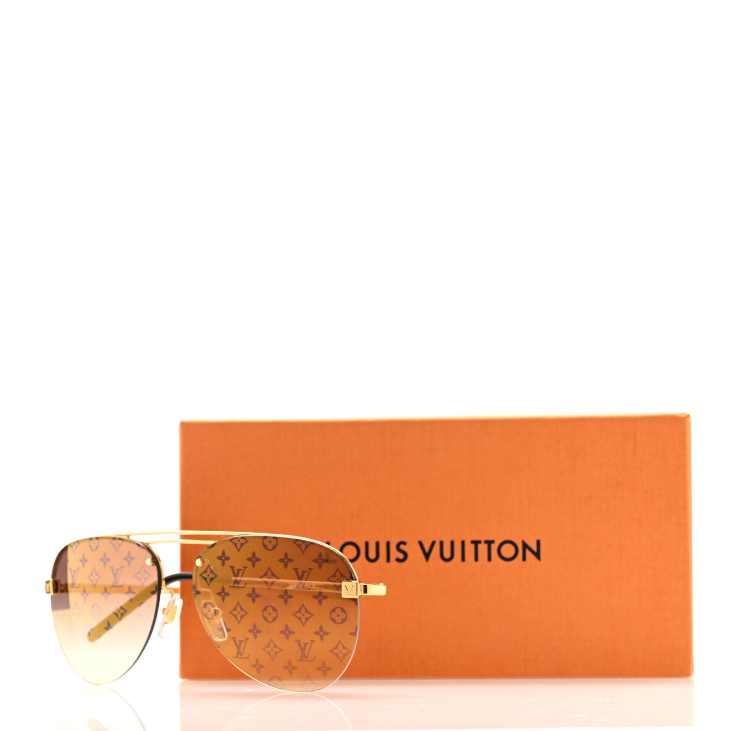 Louis Vuitton Metal Clockwise Sunglasses Z1020E Gold Brown 7 of 7