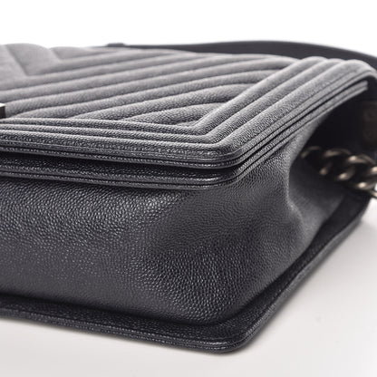Chanel Caviar Quilted Chevron New Medium Boy Flap Navy 9 of 9