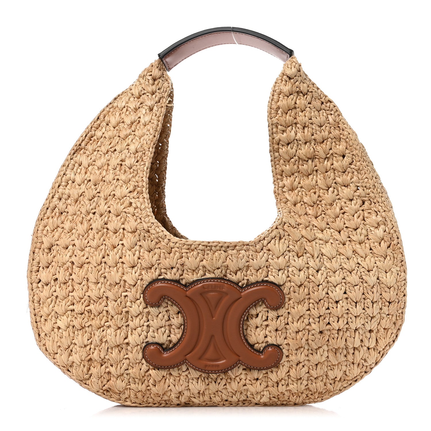 Celine Raffia Calfskin Triomphe Panier Hobo Bag Natural Tan 1 of 10