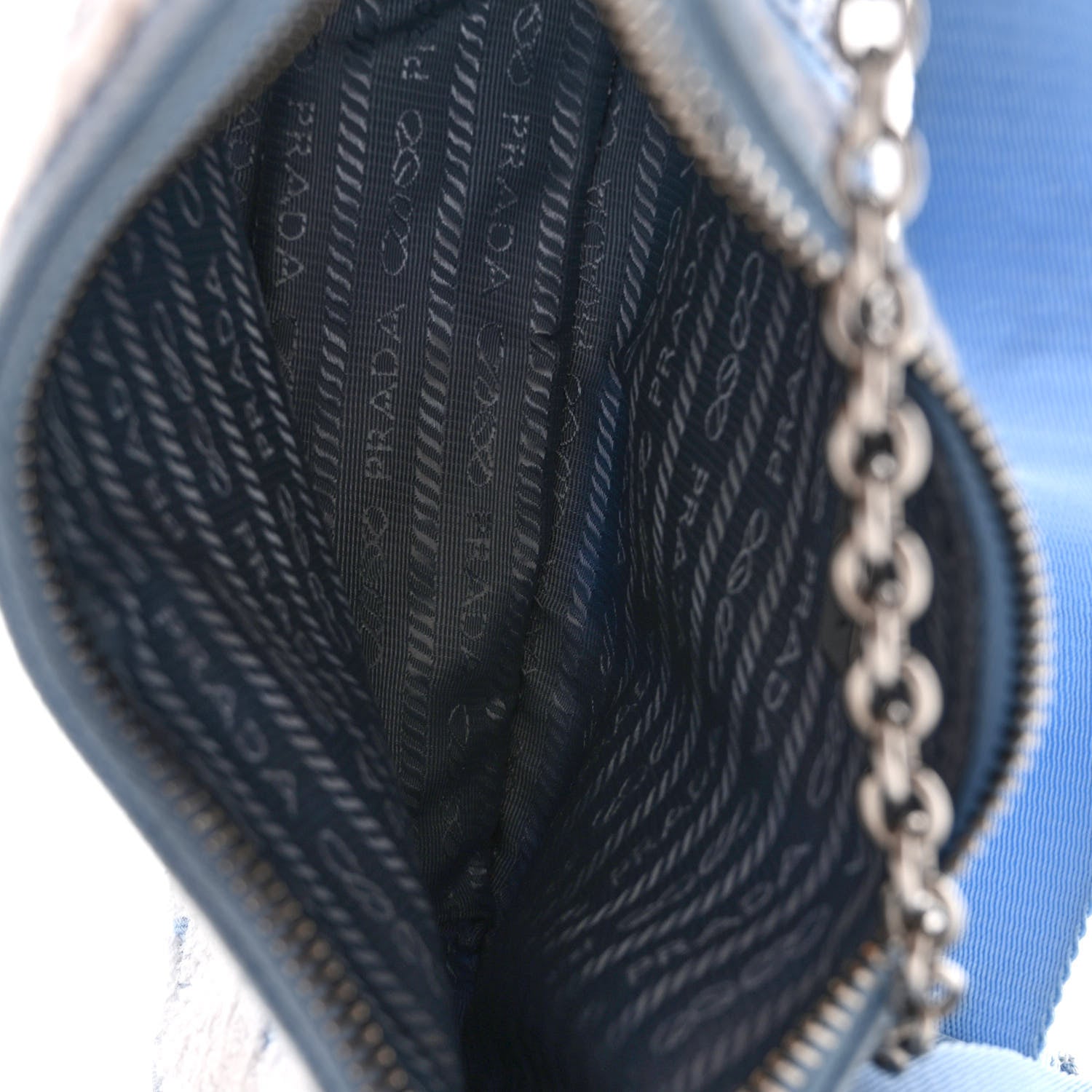 Prada Nylon Drill Logo Embroidered Re-Edition 2005 Shoulder Bag Celeste White 5 of 9