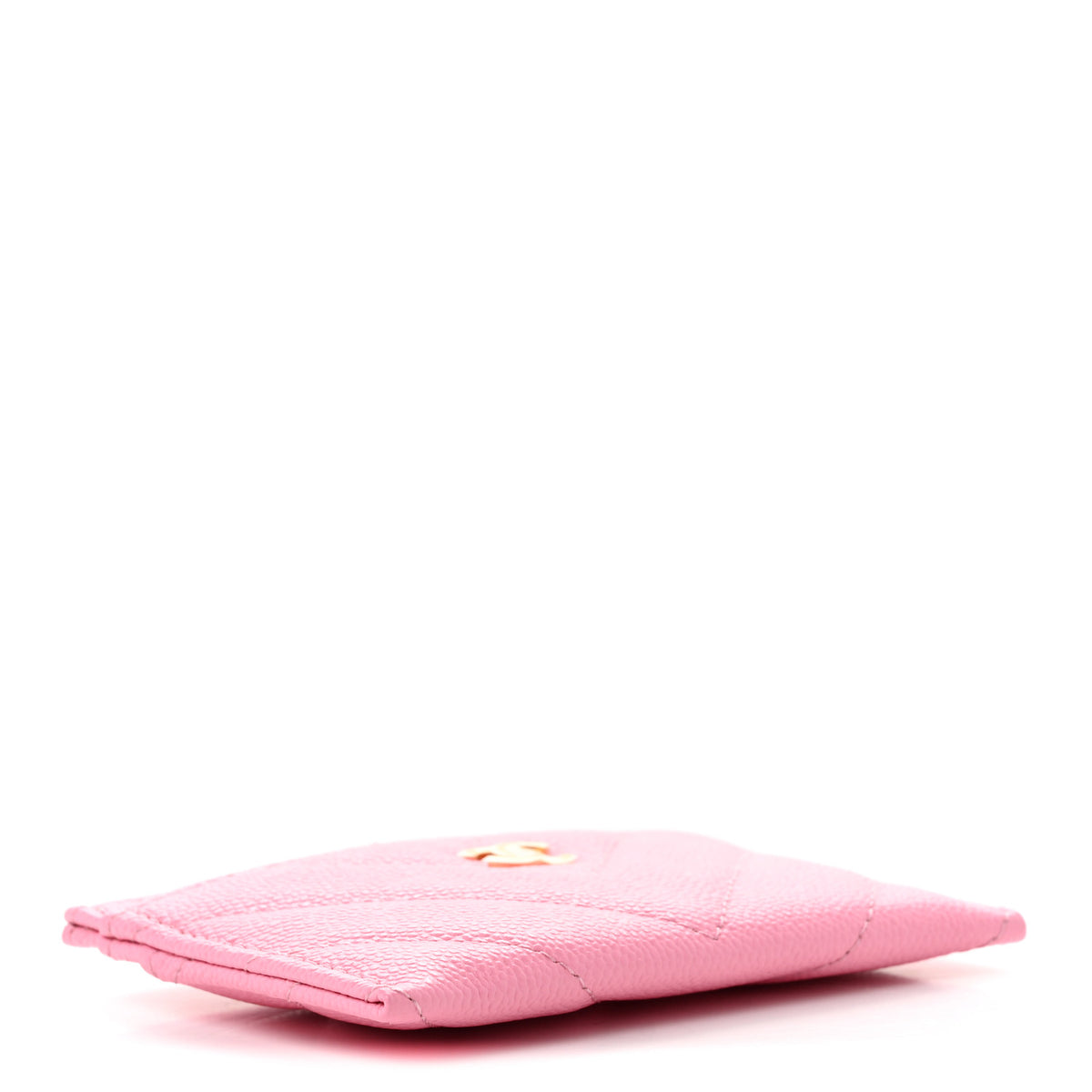 Shiny Caviar Chevron Quilted Card Holder Pink