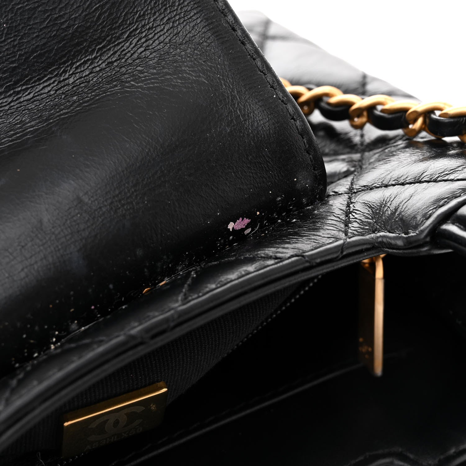 Chanel Shiny Aged Calfskin Quilted Nano Kelly Shopper Black 12 of 14