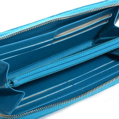 Chanel Patent Quilted Large Gusset Zip Around Wallet Blue 5 of 9