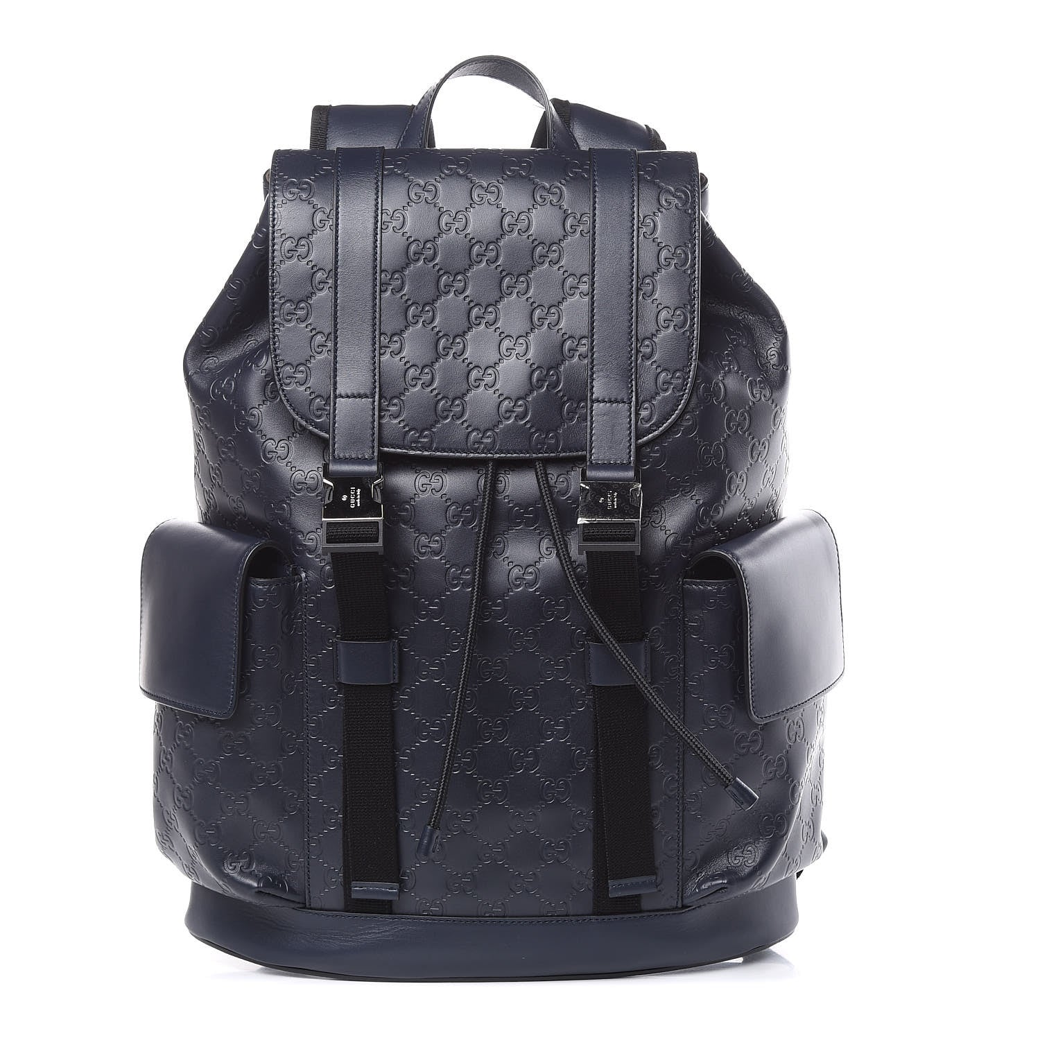 Gucci Guccissima Signature Double Buckle Backpack Blue 1 of 11