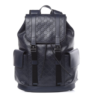 Gucci Guccissima Signature Double Buckle Backpack Blue 1 of 11
