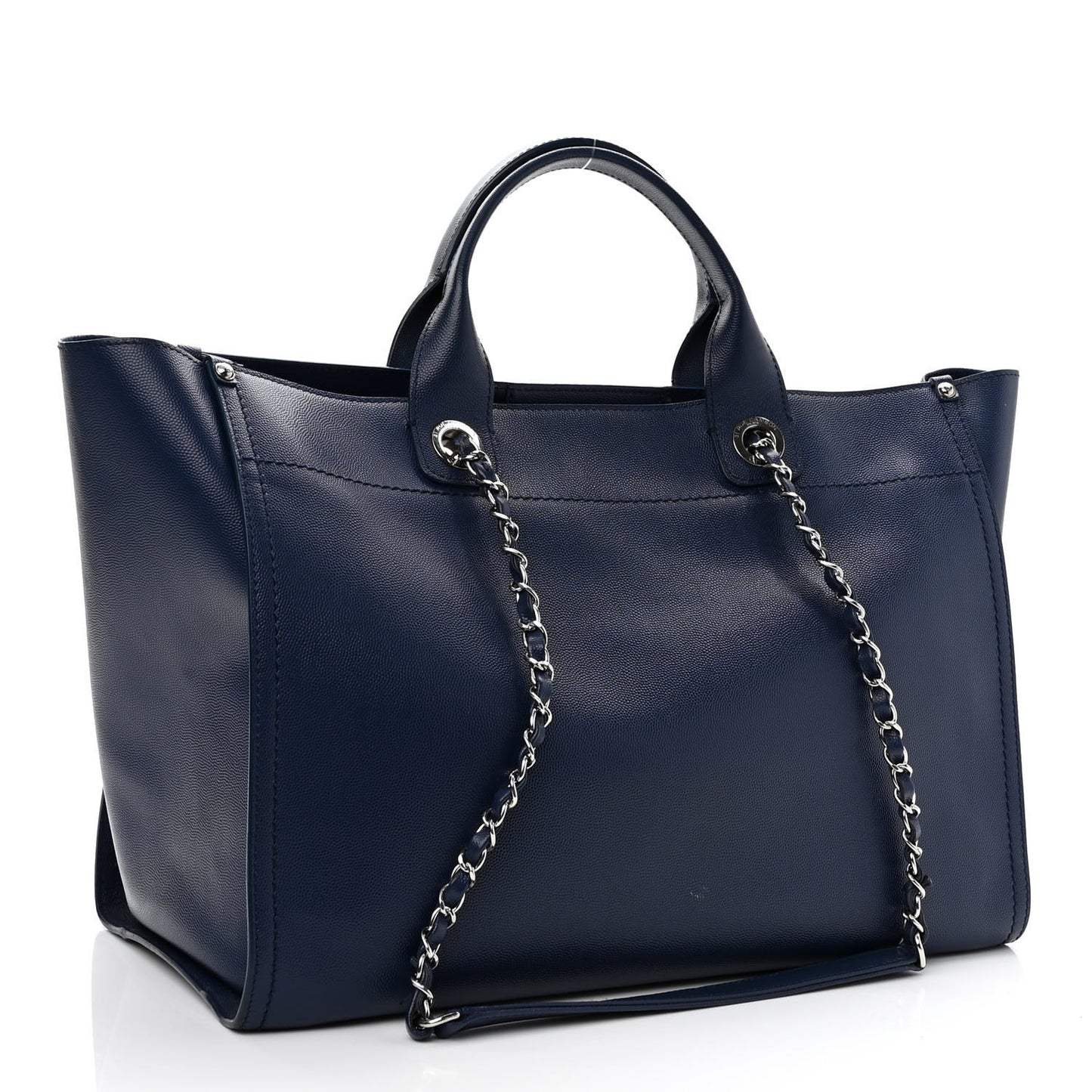 Caviar Medium Studded Deauville Tote Blue