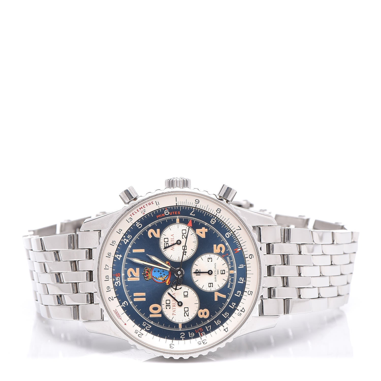 Breitling Stainless Steel 37mm Navitimer 92 Patrulla Aguila Automatic Watch Blue A30022 3 of 7