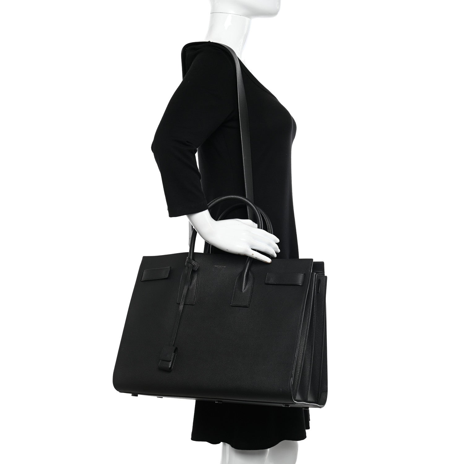 Saint Laurent Grained Calfskin Large Sac De Jour Carryall Black 2 of 10