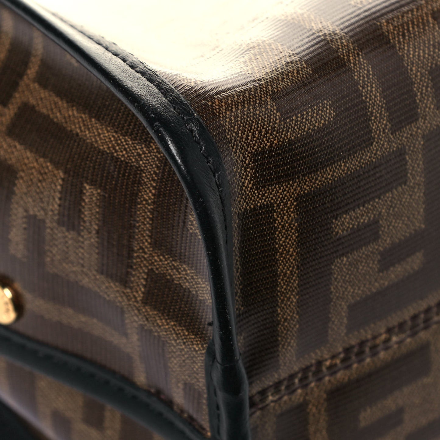 Glazed Fabric Vitello Century FF 1974 Stamp Patch Mini Peekaboo Defender Cover Mogano Panna Black