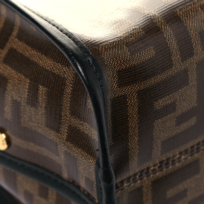 Fendi Glazed Fabric Vitello Century FF 1974 Stamp Patch Mini Peekaboo Defender Cover Mogano Panna Black 11 of 16