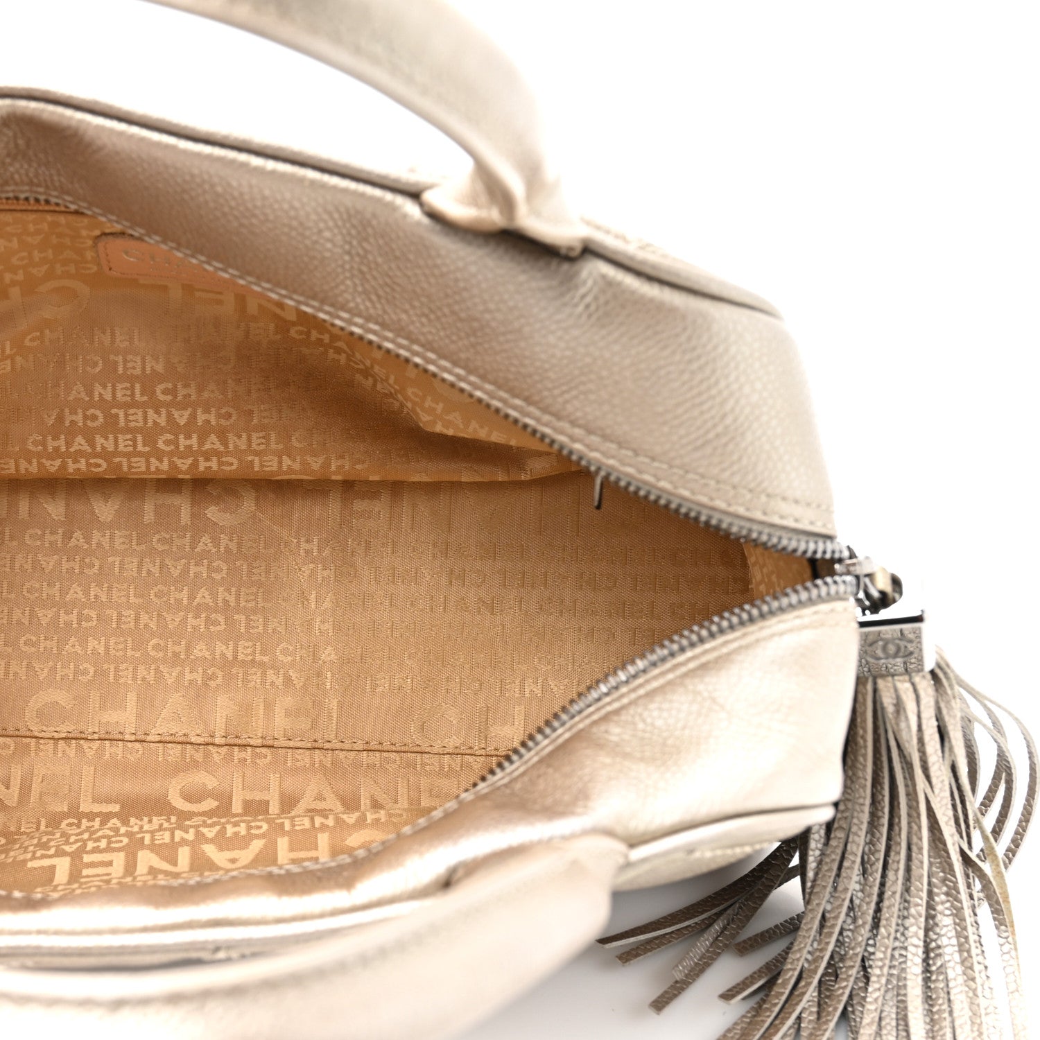 Chanel Metallic Caviar Quilted Timeless Bowler Silver 5 of 14