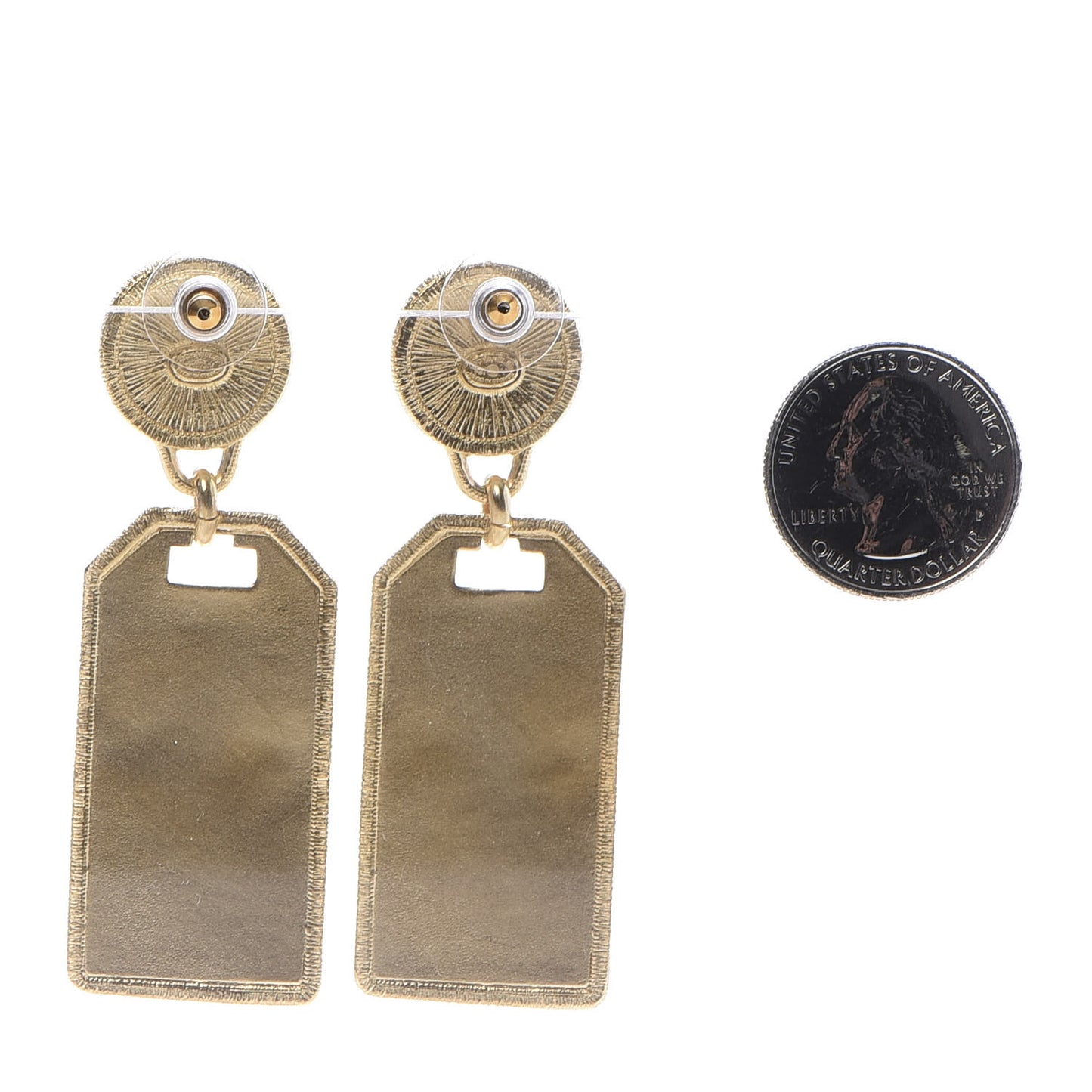 Pearl CC Tags Drop Earrings Gold