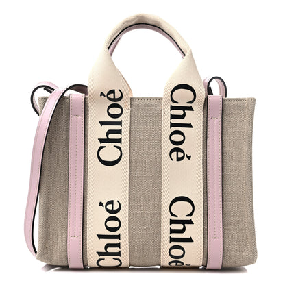 Chloe Cotton Calfskin Small Woody Ribbon Tote With Strap Misty lavender 1 of 9