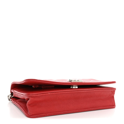 Chanel Caviar Quilted Boy Wallet On Chain WOC Red Red 4 of 12