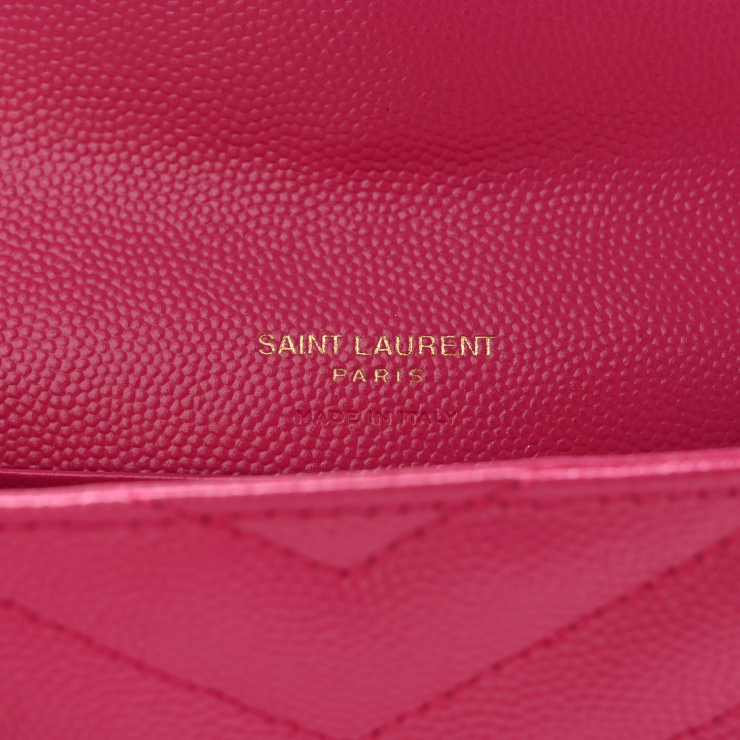 Saint Laurent Grain De Poudre Matelasse Chevron Small Monogram Envelope Wallet Bubblegum 6 of 12