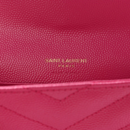 Saint Laurent Grain De Poudre Matelasse Chevron Small Monogram Envelope Wallet Bubblegum 6 of 12