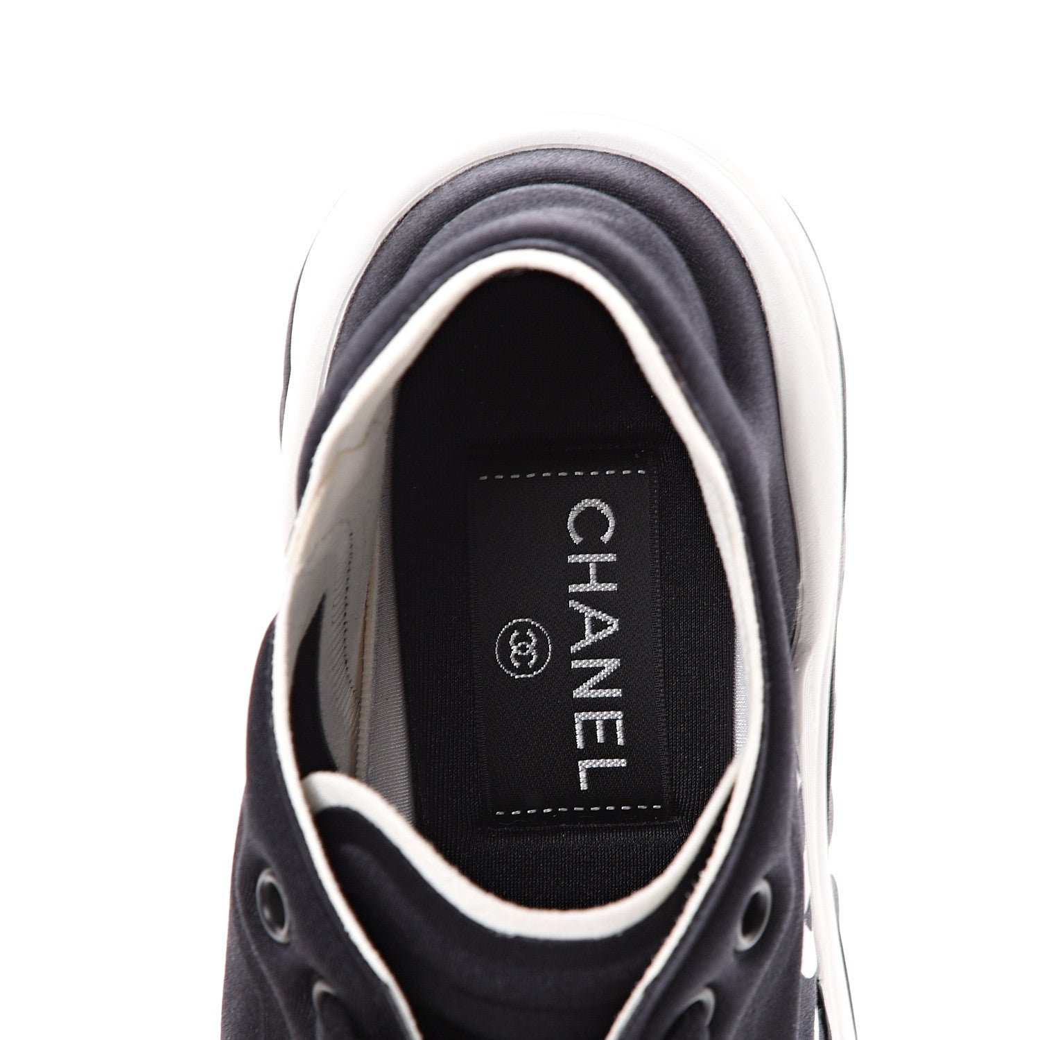 Chanel Lycra Womens CC Sneakers 35.5 Black 6 of 8