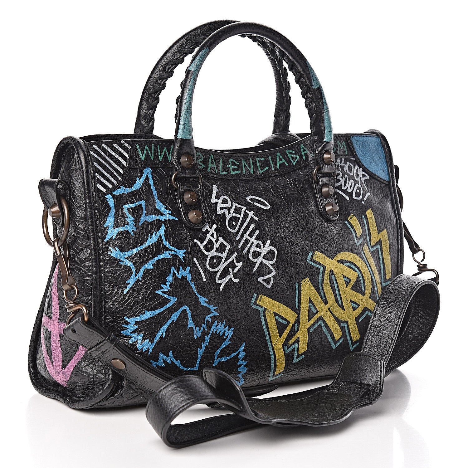 Balenciaga Agneau Graffiti All Over Classic Hardware S City Black Multicolor 3 of 10