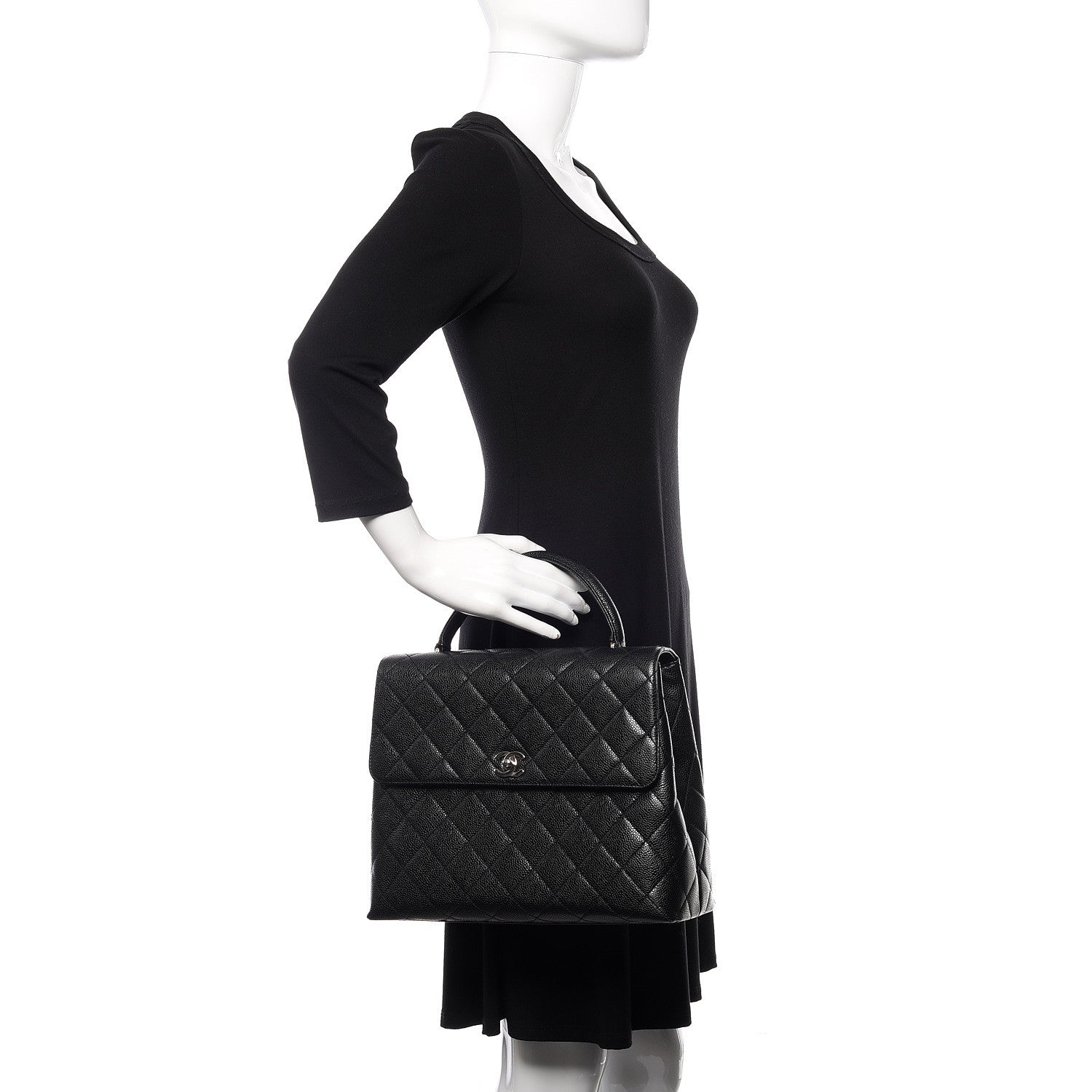 Chanel Caviar Quilted Jumbo Kelly Flap Black 2 of 12