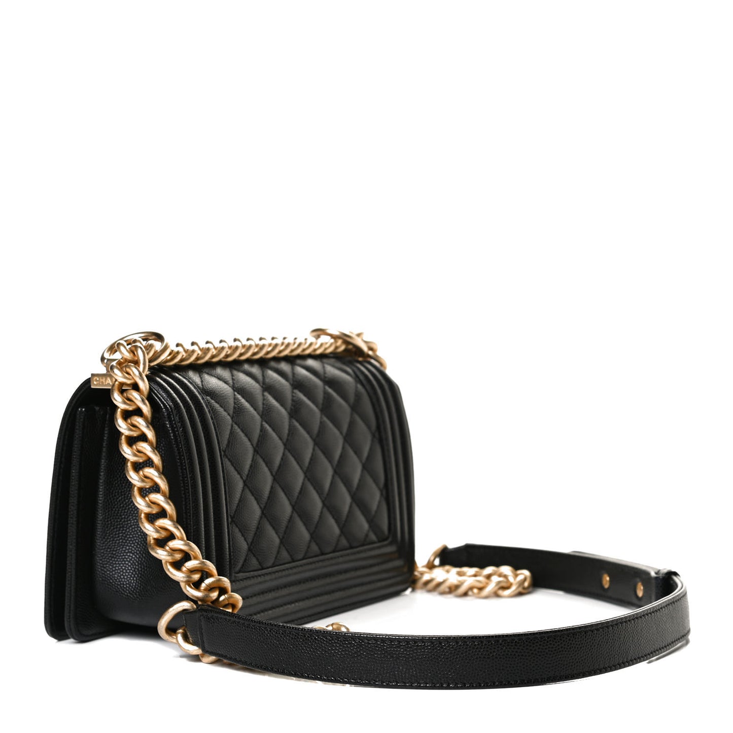 Caviar Quilted Small Boy Flap Black
