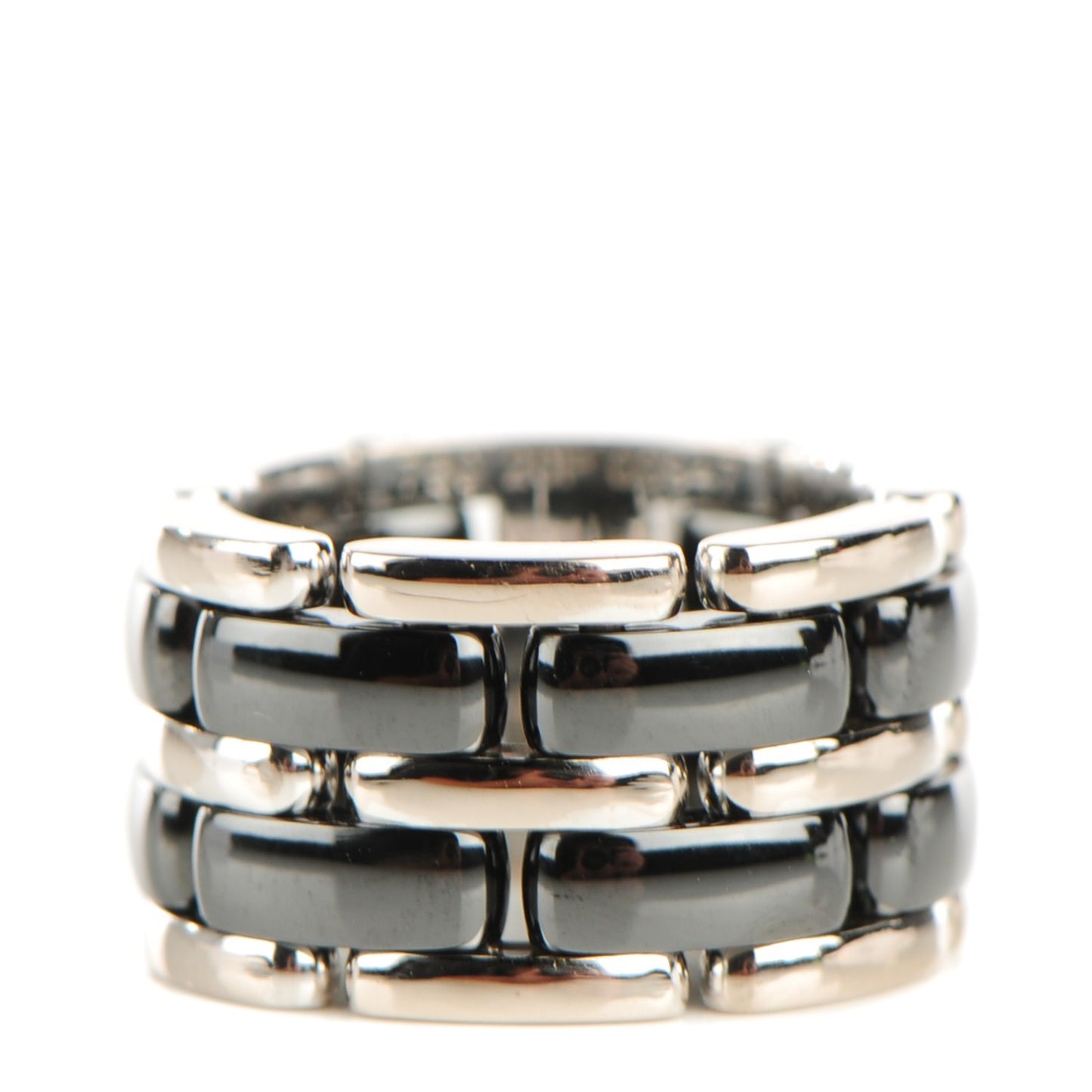 18K White Gold Hematite Large Ultra Ring 6.5 Black