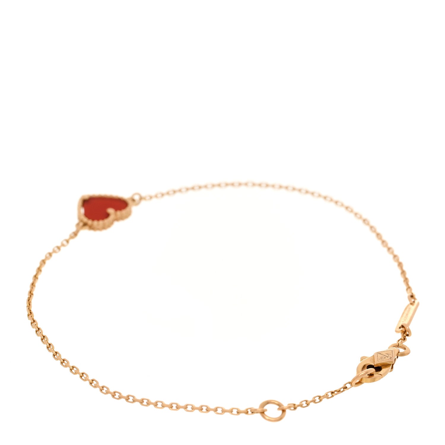 Van Cleef & Arpels 18K Rose Gold Carnelian Sweet Alhambra Heart Bracelet 3 of 7