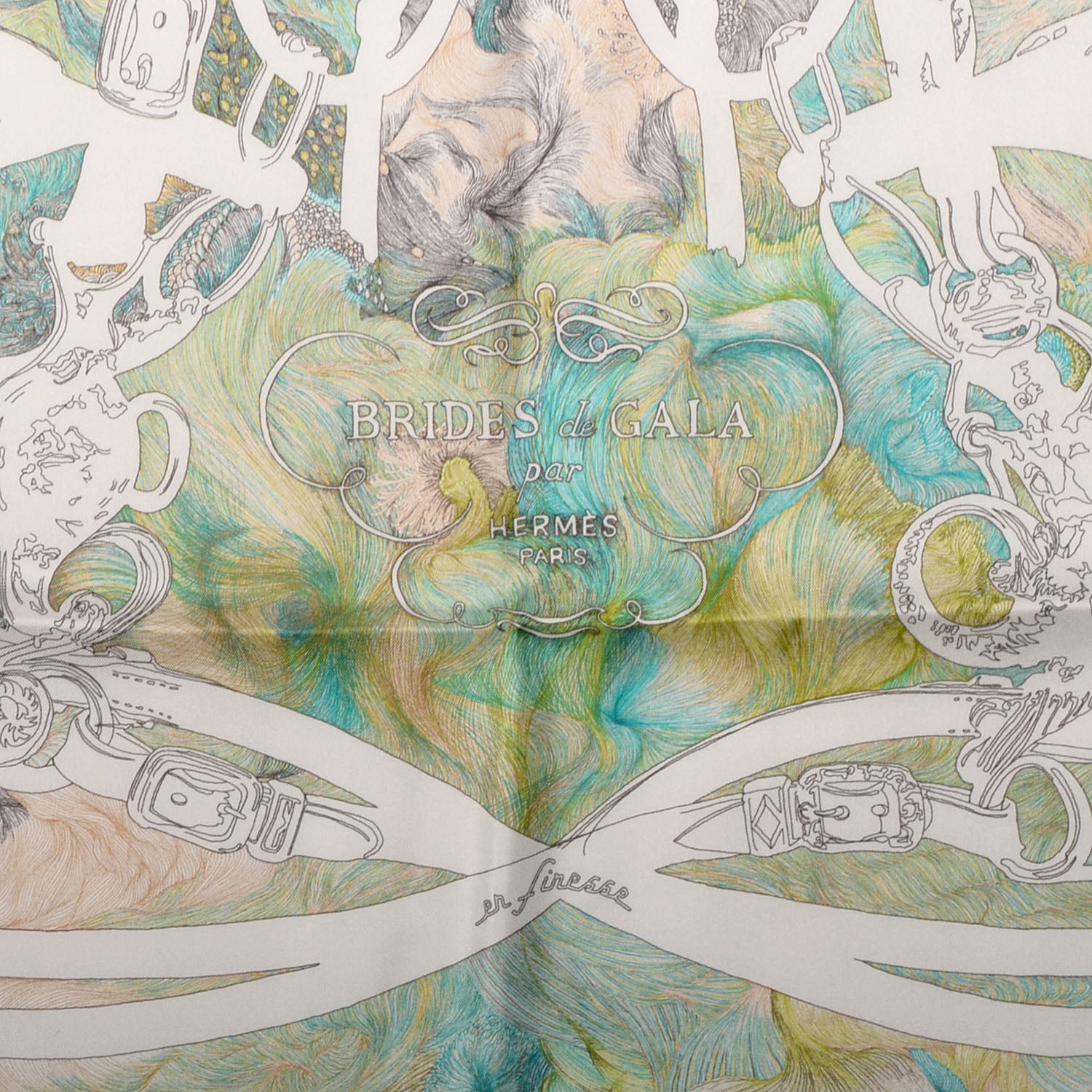 Hermes Silk Brides De Gala En Finesse Scarf Aqua Vert 1 of 7