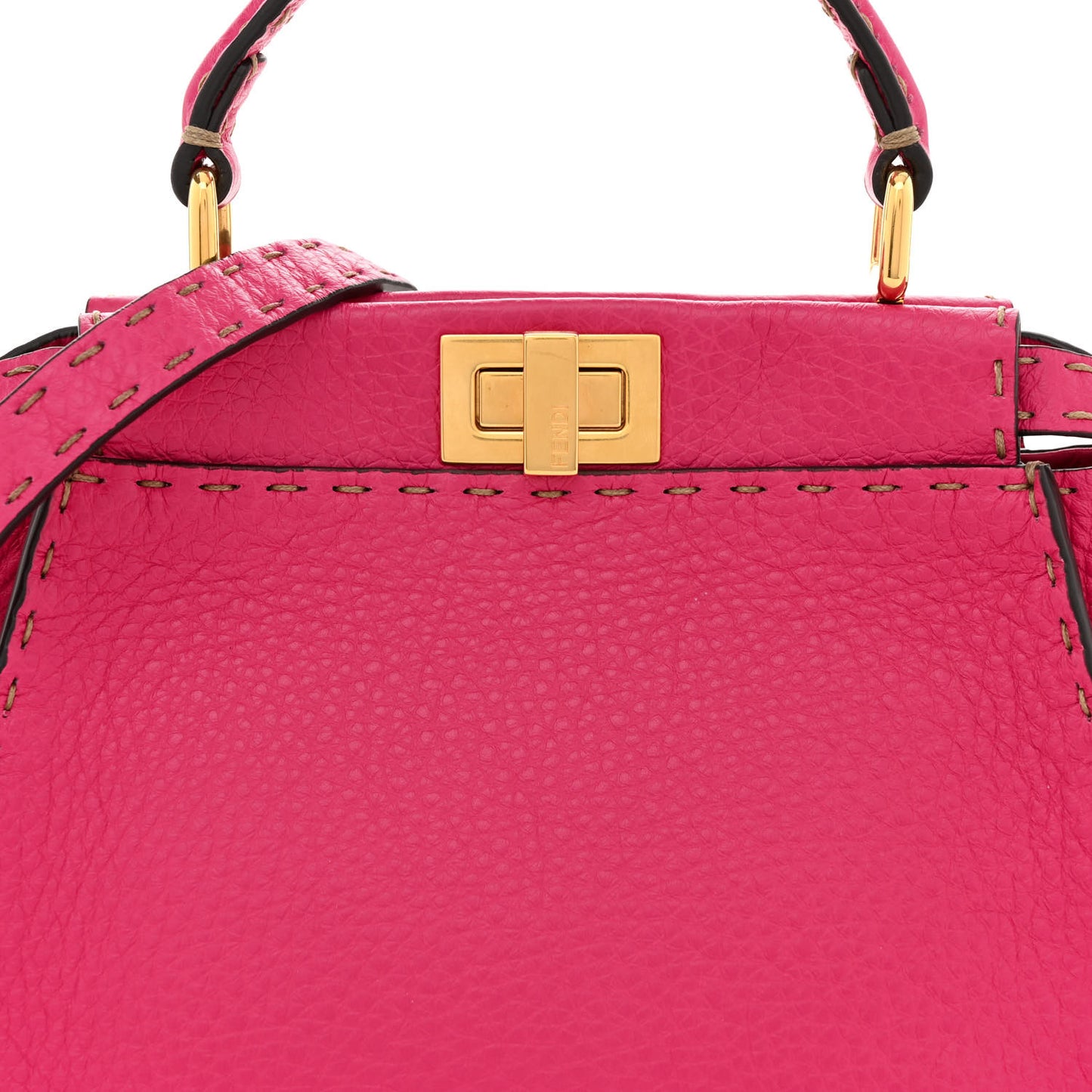 Cuoio Romano Selleria Mini Peekaboo Iconic Satchel Fuxia