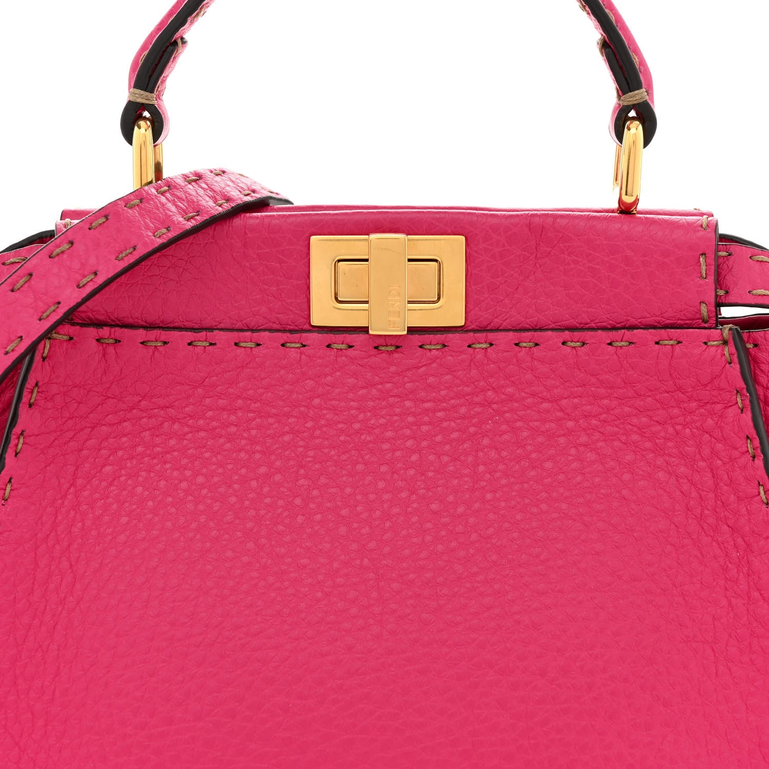 Fendi Cuoio Romano Selleria Mini Peekaboo Iconic Satchel Fuxia 8 of 13