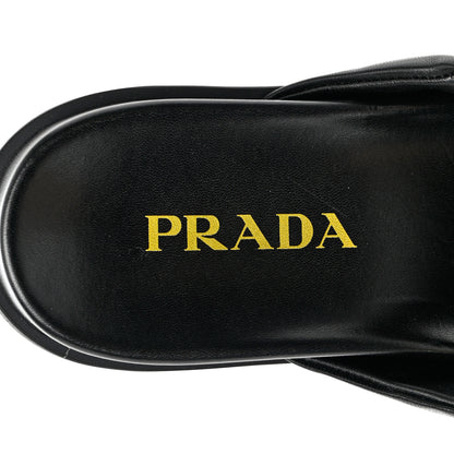 Prada Nappa Logo Quilted Criss Cross Slide Sandals 40 Black 7 of 10