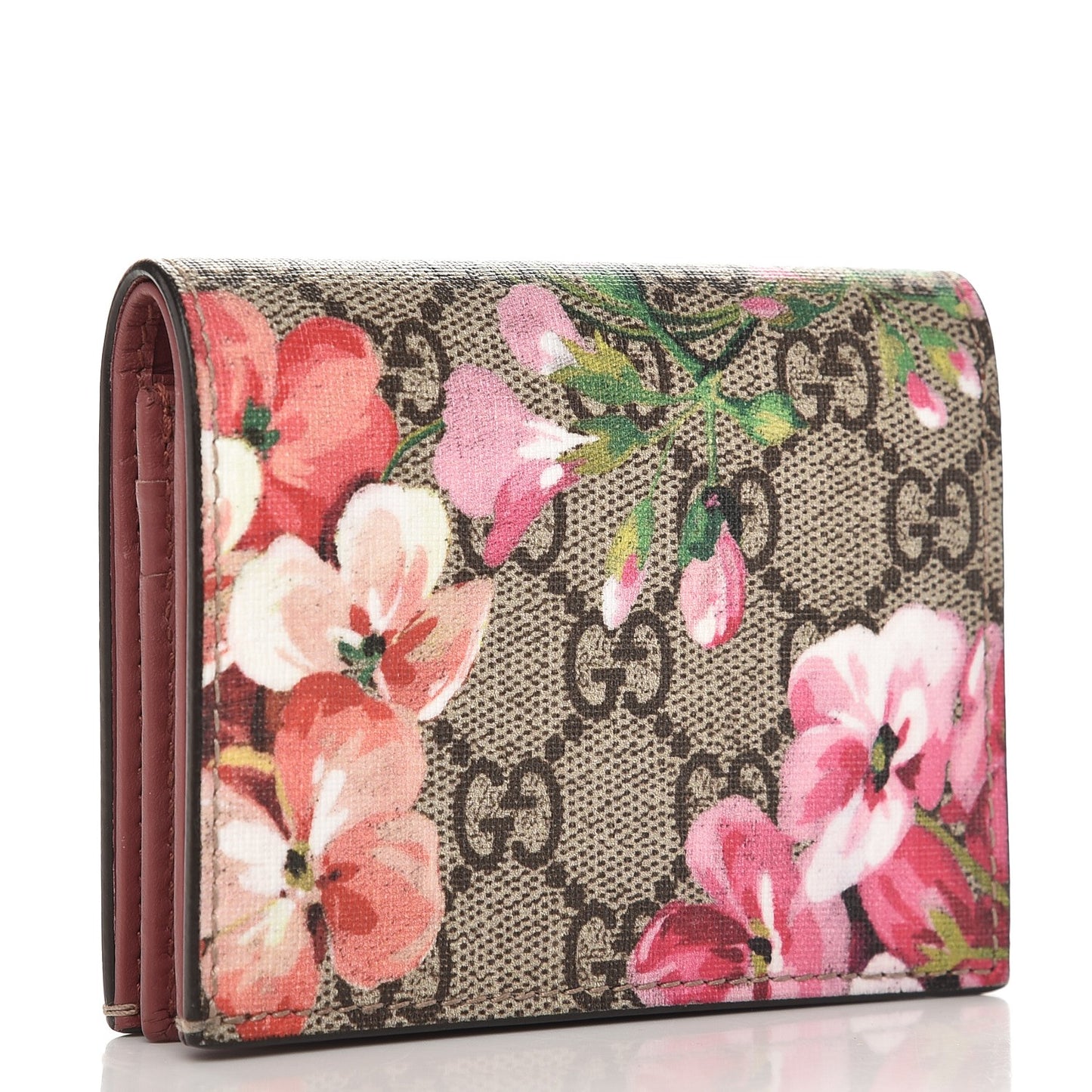 GG Supreme Monogram Blooms Card Case Beige Multicolor Dry Rose