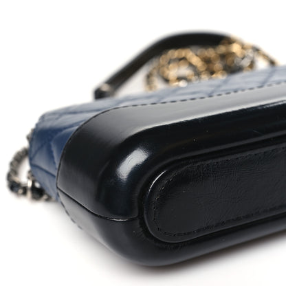 Chanel Aged Calfskin Quilted Small Gabrielle Clutch With Chain Navy Black 10 of 11