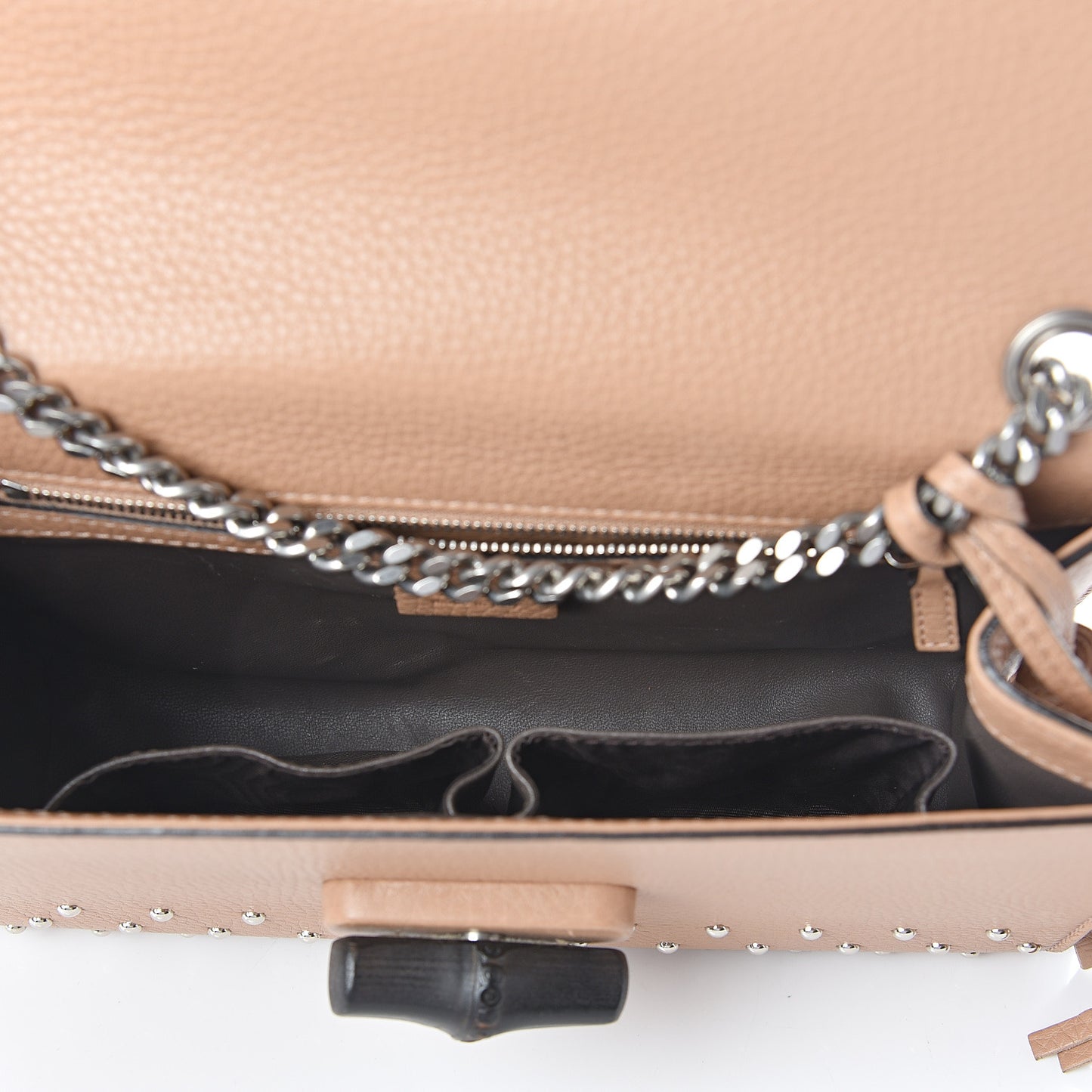Calfskin Studded Medium Miss Bamboo Shoulder Bag Camelia