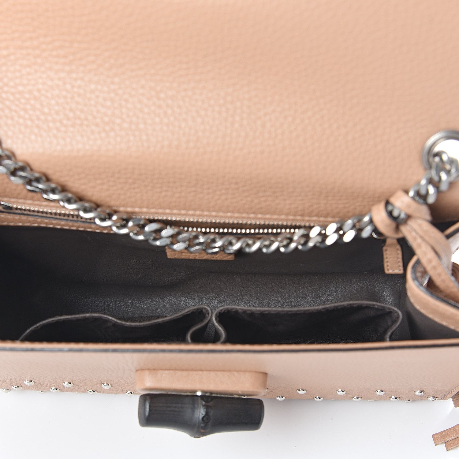 Gucci Calfskin Studded Medium Miss Bamboo Shoulder Bag Camelia 4 of 8