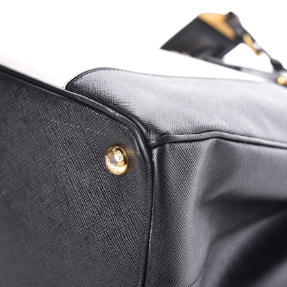 Prada Saffiano Lux Colorblock Medium Galleria Double Zip Tote Black Talco 14 of 18