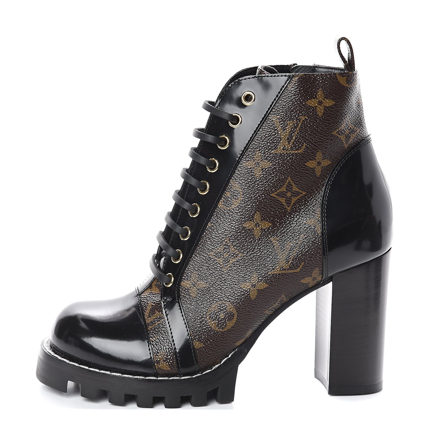 Patent Calfskin Monogram Star Trail Ankle Boots 39 Black