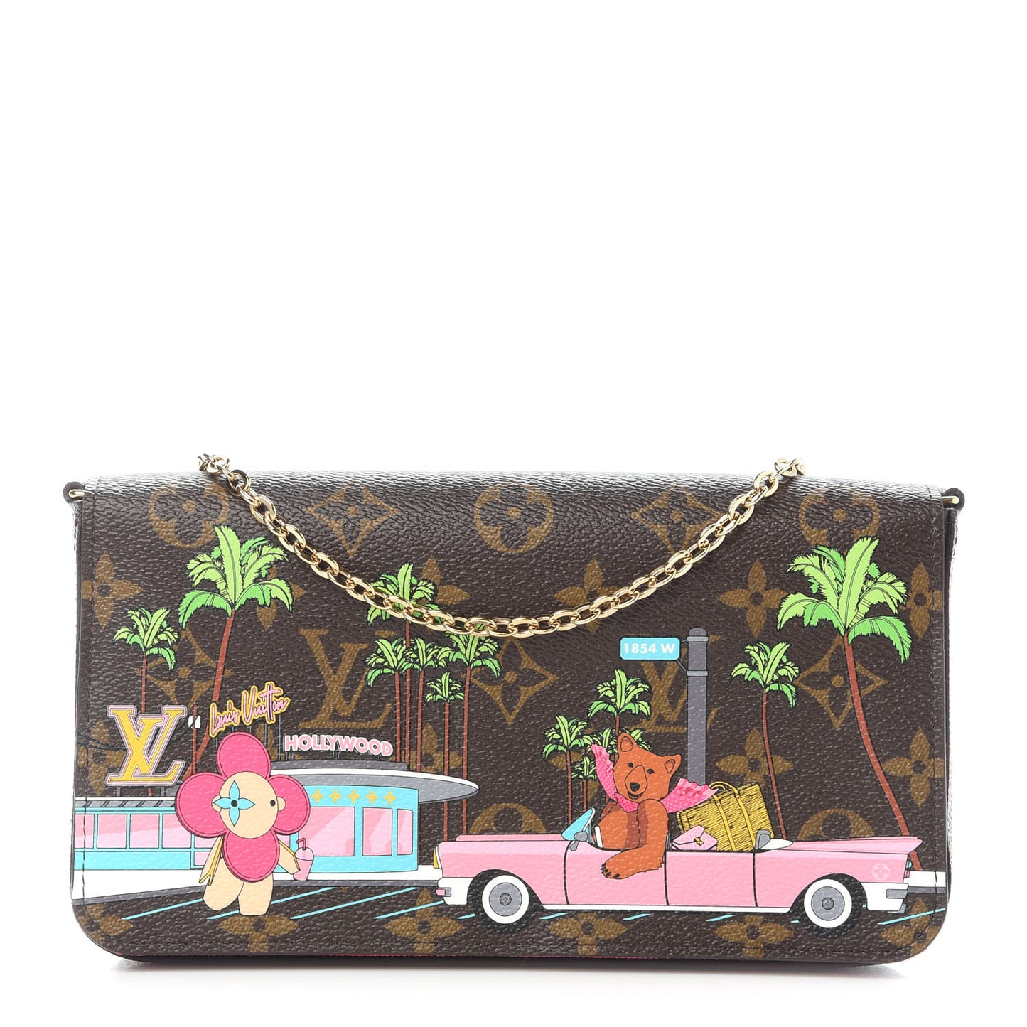 Monogram 2021 Christmas Animation Hollywood Pochette Felicie Chain Wallet Fuchsia