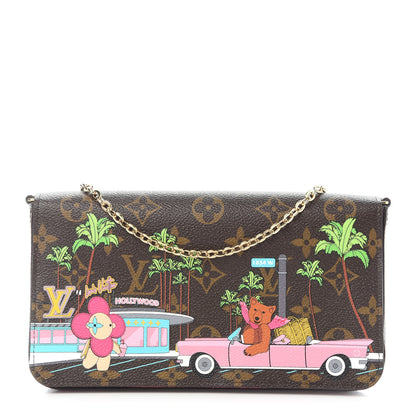 Louis Vuitton Monogram 2021 Christmas Animation Hollywood Pochette Felicie Chain Wallet Fuchsia 1 of 9