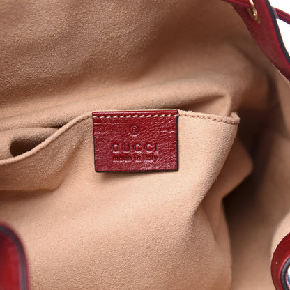 Gucci Suede Calfskin Web Medium Rajah Bucket Bag New Blue Romantic Cherry 7 of 10