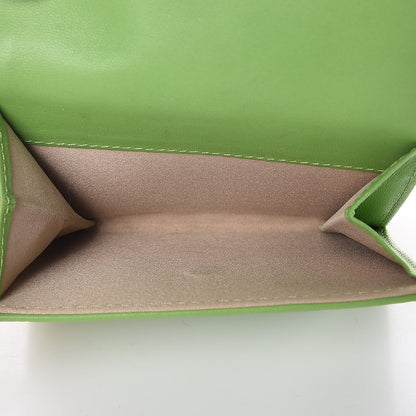 Chanel Lambskin Embossed Camellia French Wallet Light Green 6 of 9