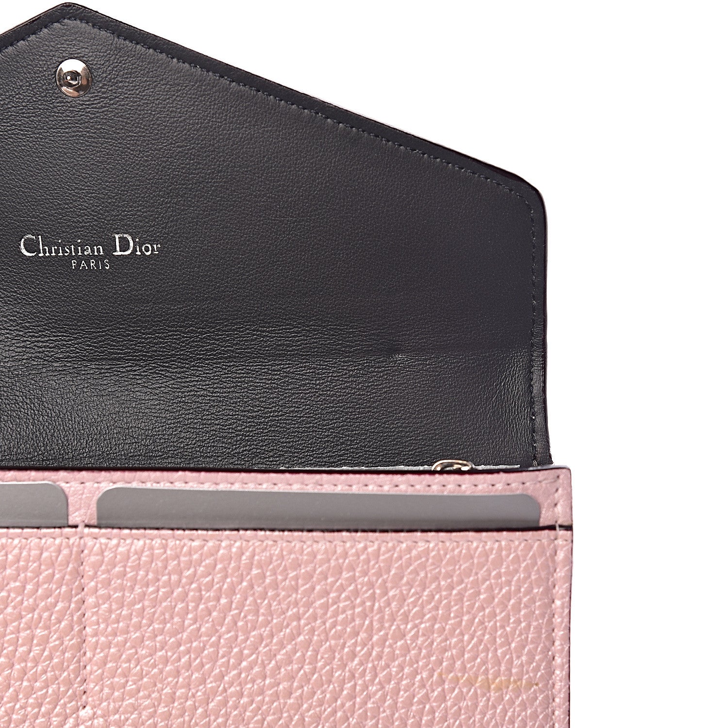 Christian Dior Metallic Bullcalf Diorissimo Slim Envelope Wallet Pink 10 of 13