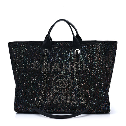 Chanel Viscose Sequins Medium Deauville Tote Black 1 of 9
