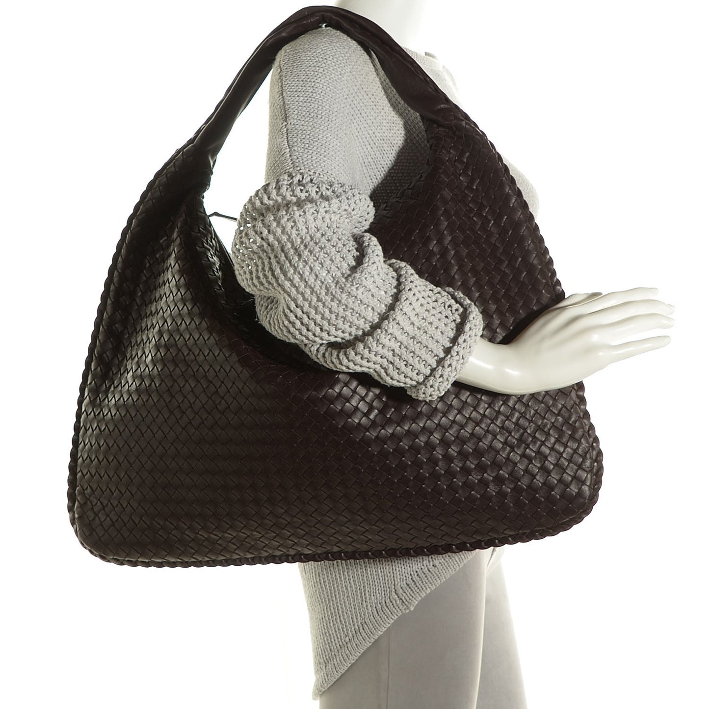 Nappa Intrecciato Maxi Veneta Hobo Ebano