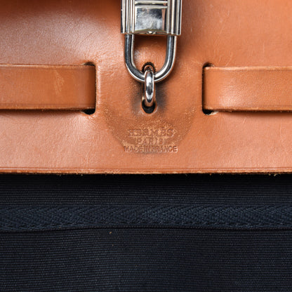 Hermes Toile Vache Calfskin Herbag 30 PM Black Natural 14 of 15