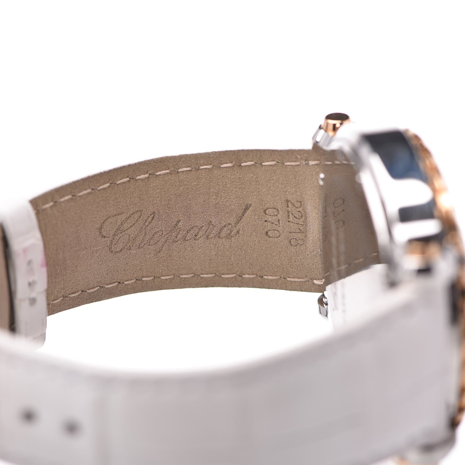 Chopard Stainless Steel 18K Rose Gold Alligator 5 Diamond 42mm Happy Sport Chronograph Quartz Watch 9 of 11