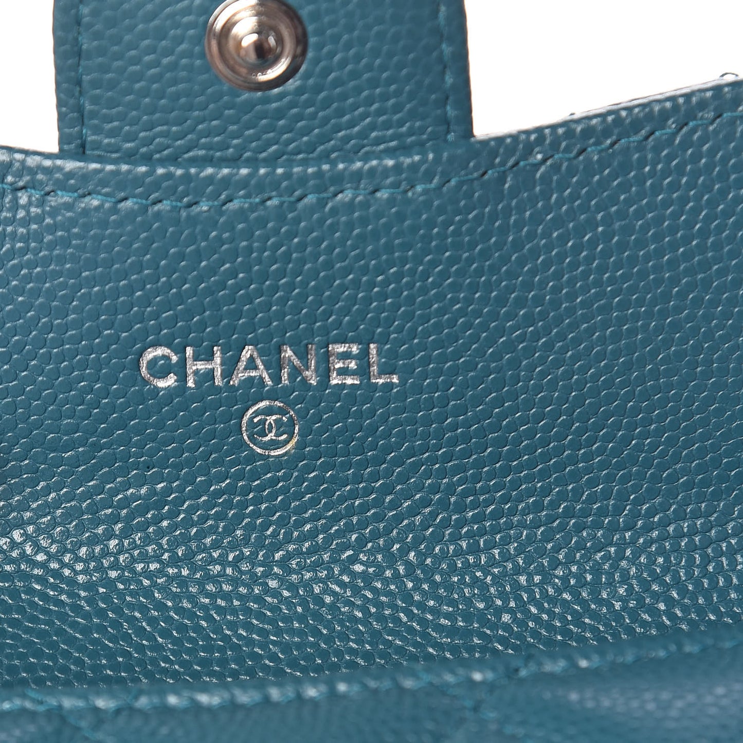 Caviar Quilted Card Holder Wallet Dark Turquoise