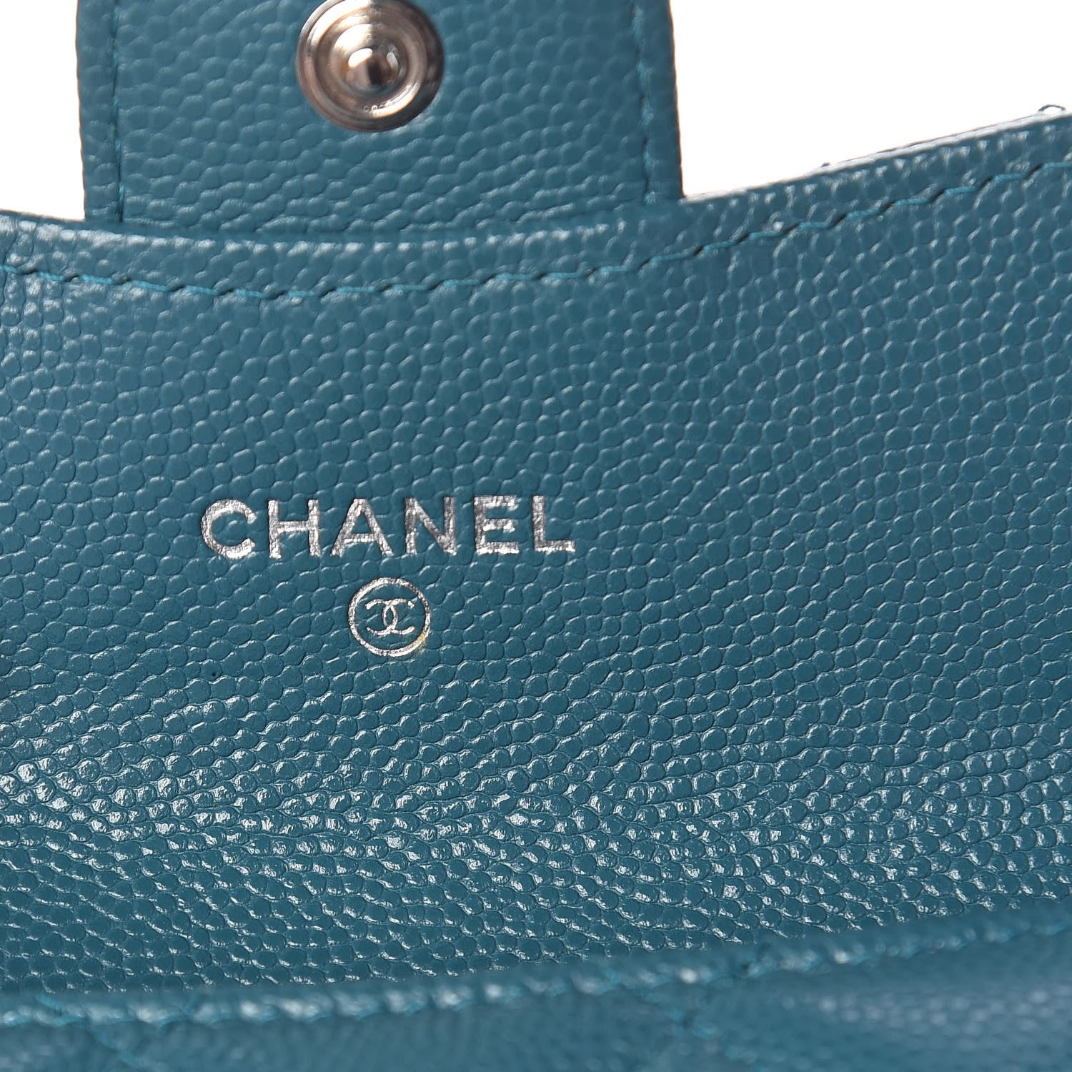 Chanel Caviar Quilted Card Holder Wallet Dark Turquoise 6 of 9