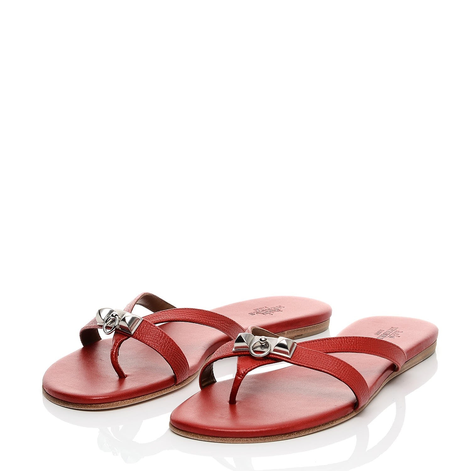 Hermes Epsom Corfou Sandals 38 Rouge 3 of 8